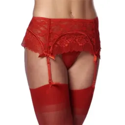 AMORABLE zeķturis ar zeķēm un stringiem, sarkans