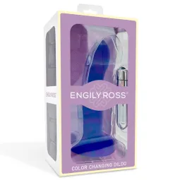 Vibrējošs krāsu mainošs dildo, no zila uz violetu, 17 cm