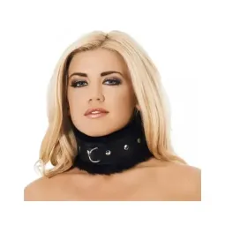 BONDAGE PLAY Collar LUX Faux Fur ādas kaklasiksna