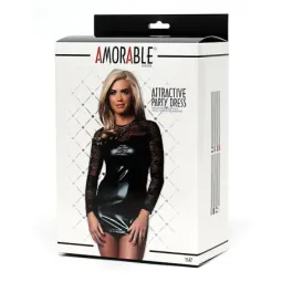 AMORABLE платье wetlook с кружевом