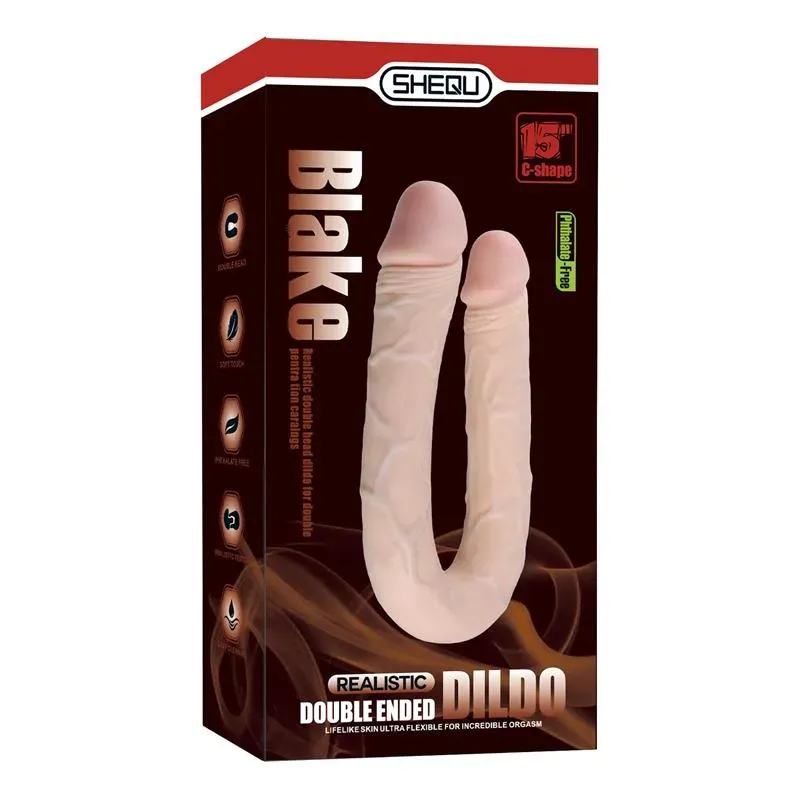 SHEQU U formas dubultais dildo 46 cm