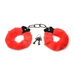 MASTER SERIES Furry Handcuffs Red rokudzelži