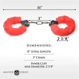 MASTER SERIES Furry Handcuffs Red rokudzelži