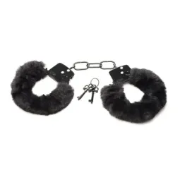MASTER SERIES Furry Handcuffs rokudzelži, melni