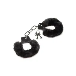 MASTER SERIES Furry Handcuffs rokudzelži, melni