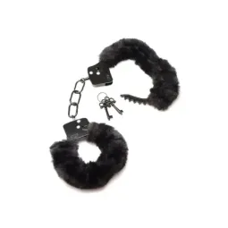 MASTER SERIES Furry Handcuffs rokudzelži, melni