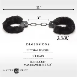 MASTER SERIES Furry Handcuffs rokudzelži, melni