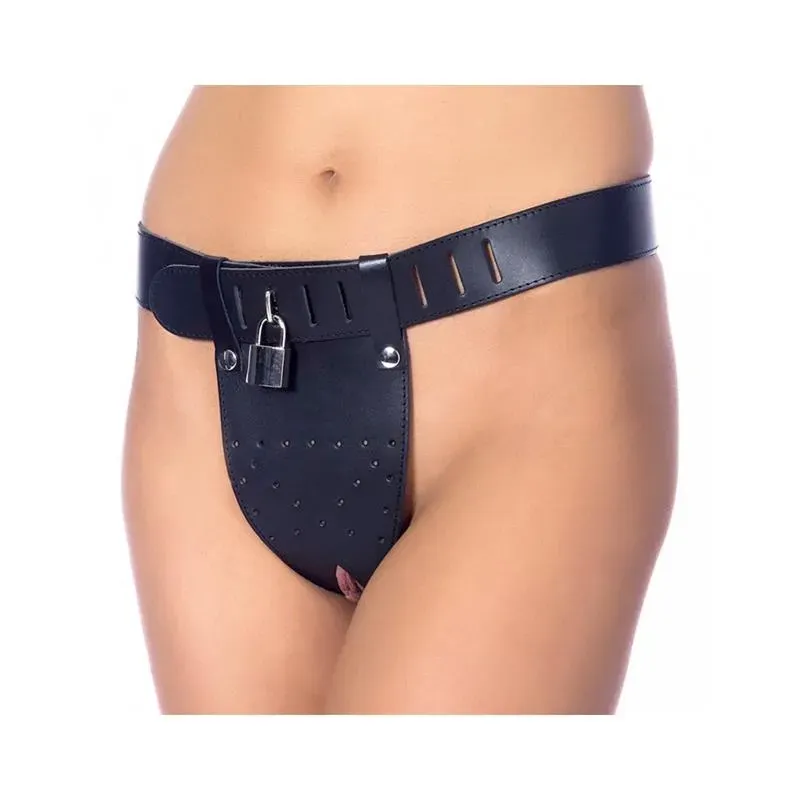 BONDAGE PLAY ādas šķīstības biksītes ar atslēgu