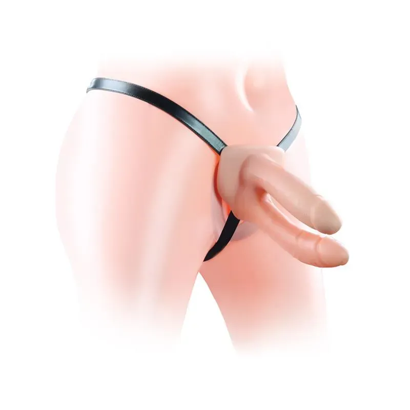 LOVETOY Harness Double Hollow Dildo ar siksnām