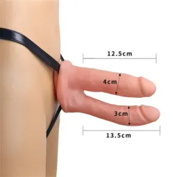 LOVETOY Harness Double Hollow Dildo ar siksnām