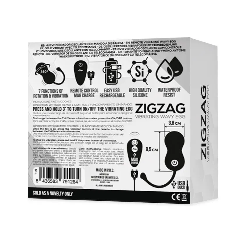 TARDENOCHE Zigzag виброяйцо с пультом