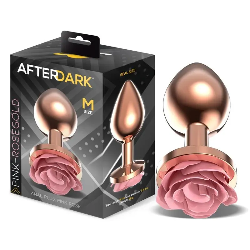 AFTERDARK metāla anālais korķis ar rozi, izmērs M