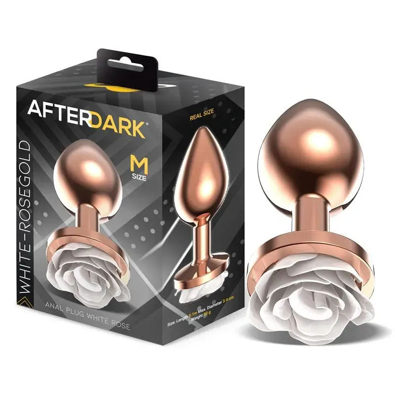 AFTERDARK анальная пробка с розой, размер M
