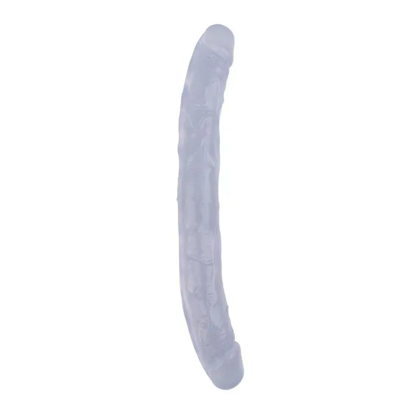 CHISA Hi-Rubber 12.8 divpusējais dildo, caurspīdīgs