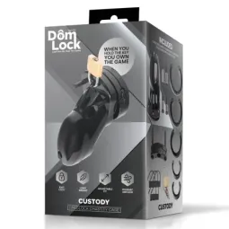 DOMLOCK Custody penisa būris ar 5 gredzeniem