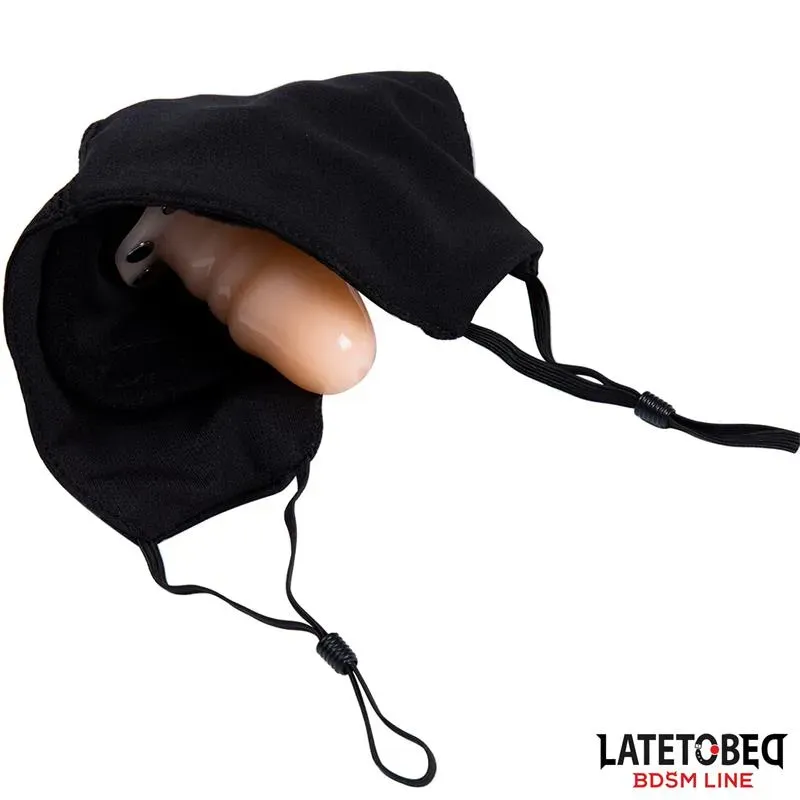 LATETOBED BDSM maska ar noņemamu 6 cm dildo