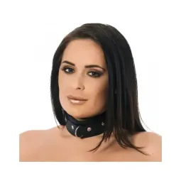 BONDAGE PLAY ādas kaklasiksna ar metāla gredzenu