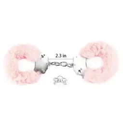 LOVETOY Furry Metal Handcuffs rozā rokudzelži