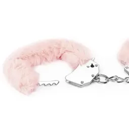 LOVETOY Furry Metal Handcuffs rozā rokudzelži