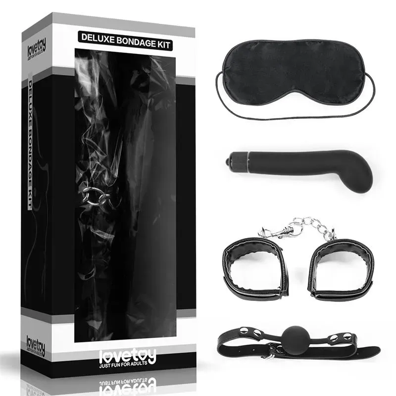 LOVETOY Bondage Kit Deluxe ar vibratoru, melns