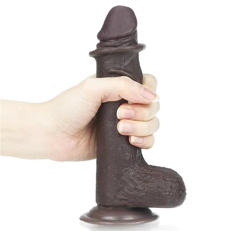 LOVETOY Sliding 7 divslāņu dildo, melns