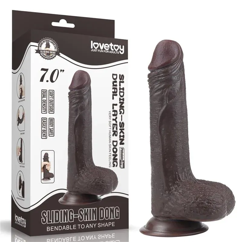 LOVETOY Sliding 7 divslāņu dildo, melns