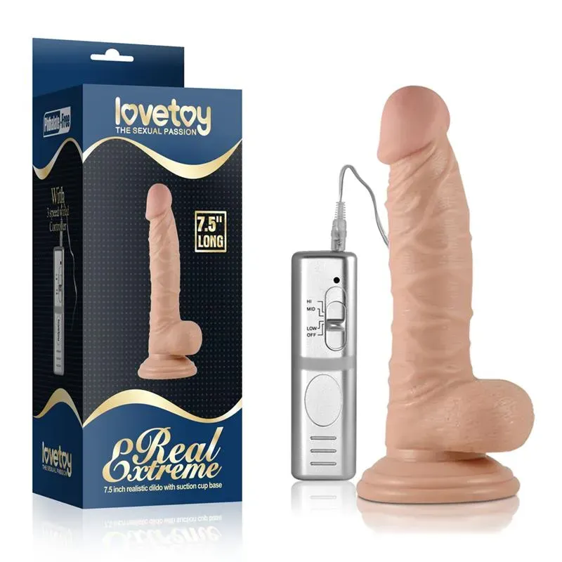 LOVETOY Real Extreme vibrējošais dildo 18,5 cm