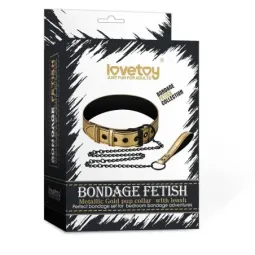 LOVETOY Collar with Leash Gold ошейник с поводком