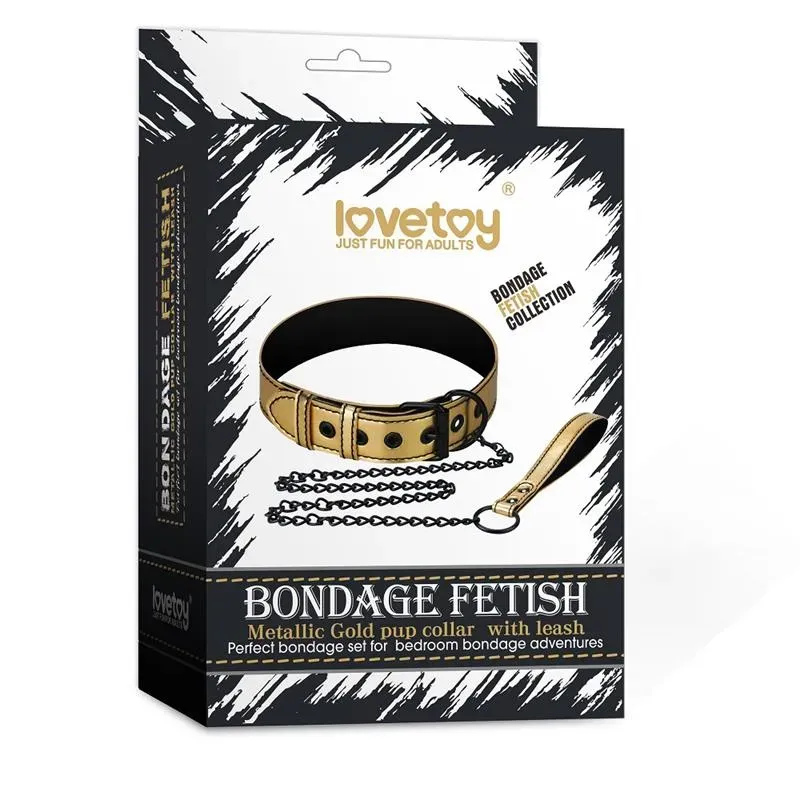 LOVETOY Collar with Leash Gold ошейник с поводком