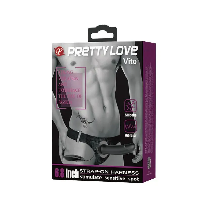 PRETTYLOVE Vito vibrējošs strap-on ar dobu dildo
