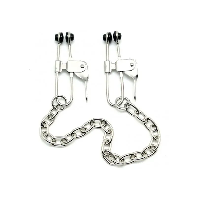 BONDAGE PLAY metāla krūšu galu knaibles ar ķēdi