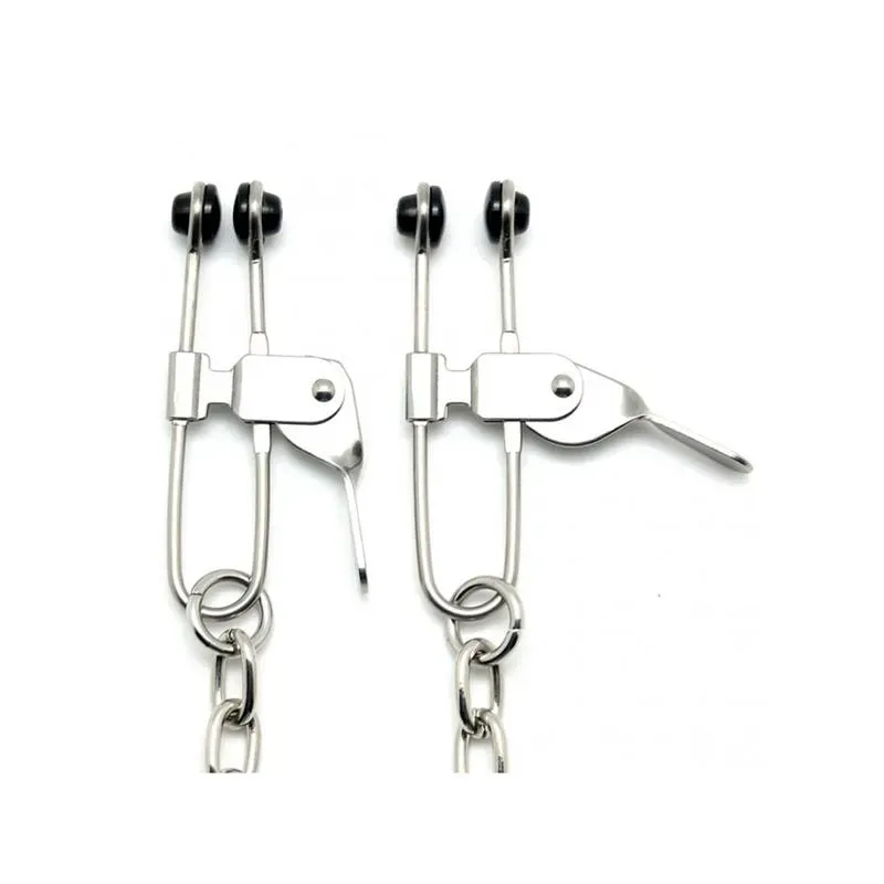 BONDAGE PLAY metāla krūšu galu knaibles ar ķēdi
