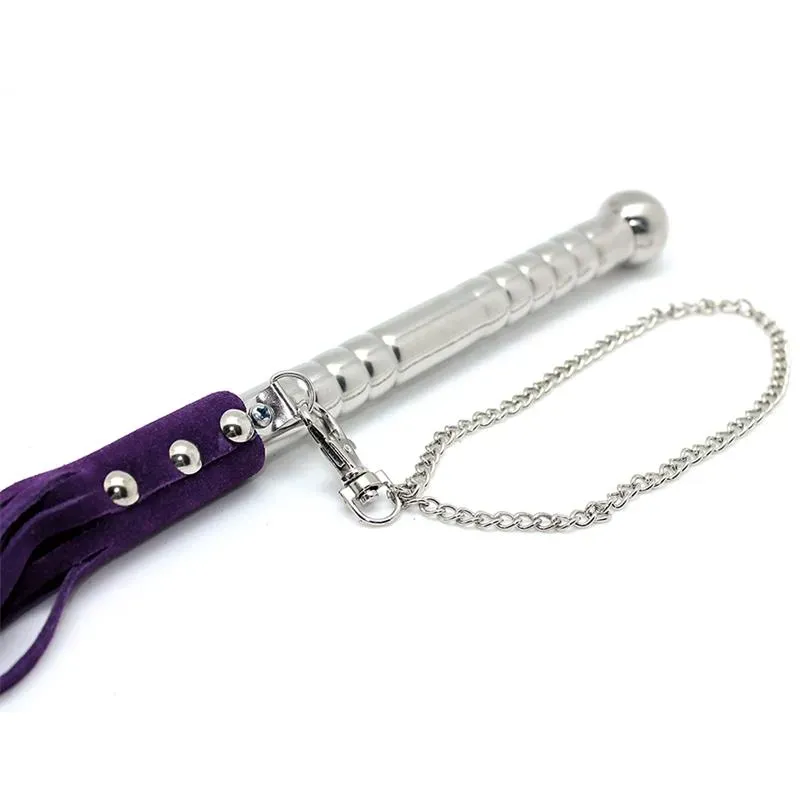 BONDAGE PLAY Flogger Purple 52 см кожаная плеть