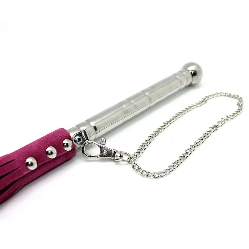 BONDAGE PLAY Flogger Pink 52 cm ādas pātaga