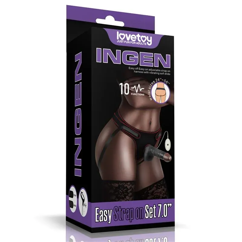 LOVETOY vibrējošs strap-on ar 18 cm dildo