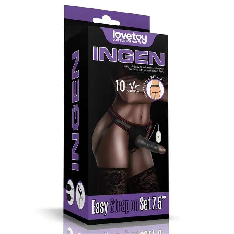 LOVETOY vibrējošais strapon ar 19 cm dildo