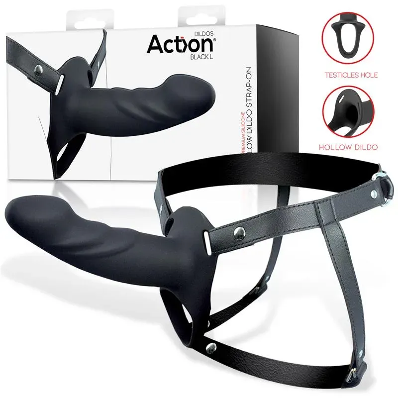 ACTION Strap-On ar dobo dildo, silikons, L