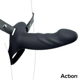 ACTION Strap-On ar dobo dildo, silikons, L