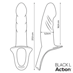 ACTION Strap-On ar dobo dildo, silikons, L