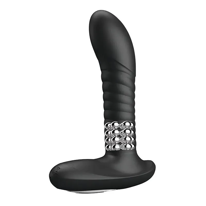 PRETTYLOVE anālais vibrators ar bumbiņām, melns