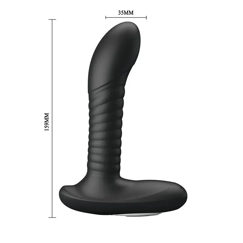 PRETTYLOVE anālais vibrators ar bumbiņām, melns