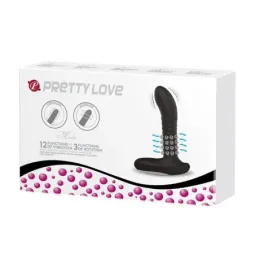 PRETTYLOVE anālais vibrators ar bumbiņām, melns