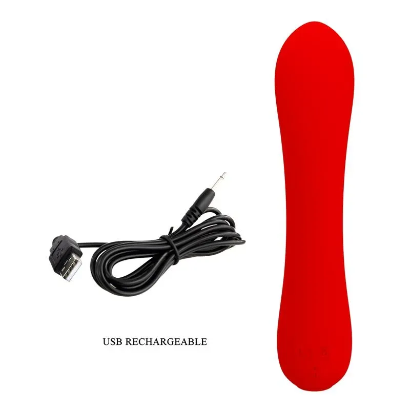 PRETTYLOVE Prescott silikona vibrators, sarkans