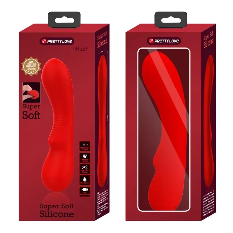 PRETTYLOVE Prescott silikona vibrators, sarkans