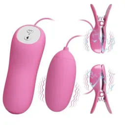 PRETTYLOVE krūšu galu skavas ar vibro olīti