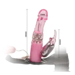 Baile Vibrating Strap-on ar dildo 18 cm, rozā