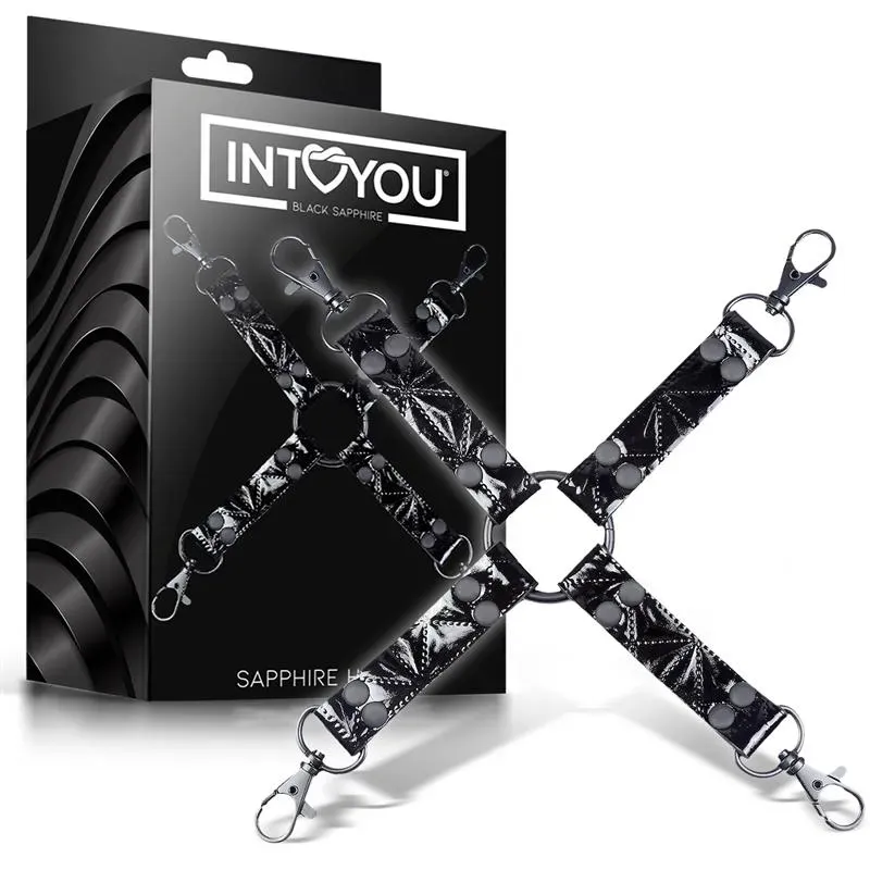 BLACK SAPPHIRE Hog Tie vegānas ādas bondāžas saite