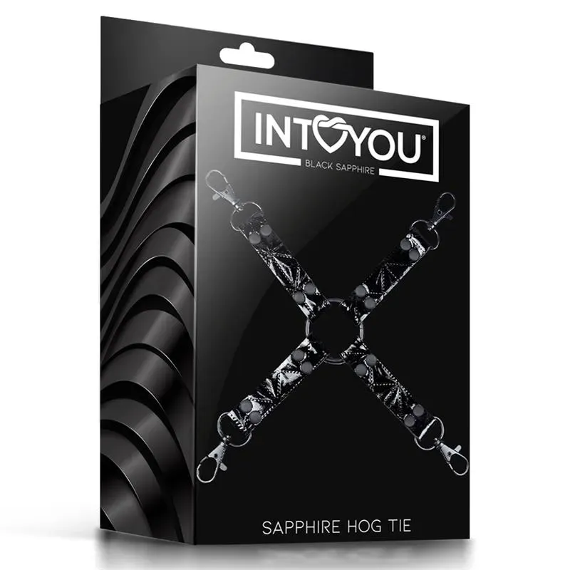 BLACK SAPPHIRE Hog Tie vegānas ādas bondāžas saite