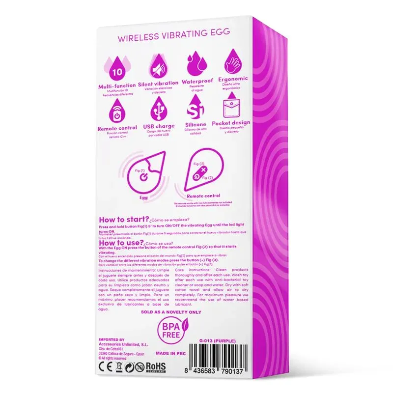 DROPS vibrējošā ola ar tālvadību, violeta